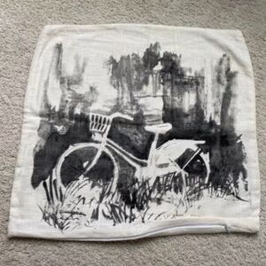 Black on cream bike themed pillow cover